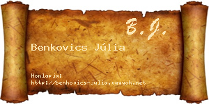 Benkovics Júlia névjegykártya